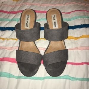 Steve Madden Gray Suede Block Heels